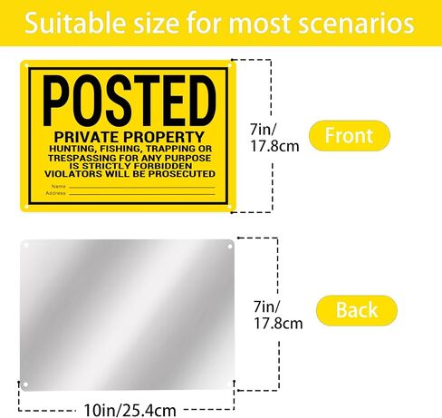 20 Pcs Private Property No Trespassing Sign No Hunting or Trespassing Signs Warning Signs for Property 10"X7" Funny Posted Aluminum Metal Signs in Saudi Arabia