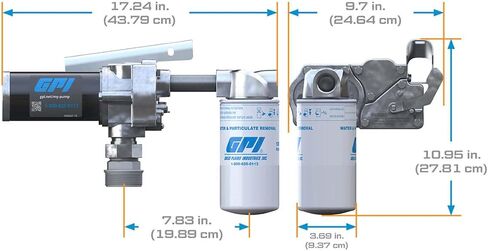 GPI - M-150 Series Fuel Transfer Pump, Automatic Shut-Off Nozzle with Filter Kit, 15 GPM, 12 Volt (110612-03) in Kuwait
