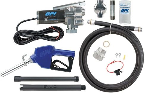 GPI - M-150 Series Fuel Transfer Pump, Automatic Shut-Off Nozzle with Filter Kit, 15 GPM, 12 Volt (110612-03) in Kuwait