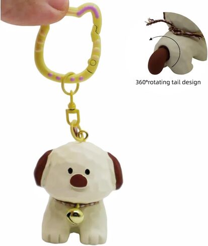 Movable Tail Dog Keychain Bag Charm Wood Carving Feeling Backpack Charm for Kids Bag Purse Backpack Handbag in Saudi Arabia