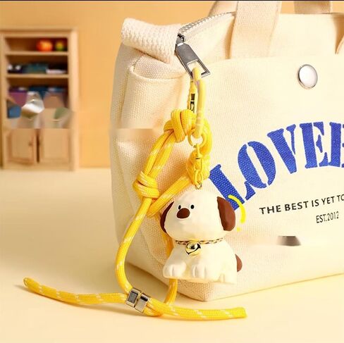 Movable Tail Dog Keychain Bag Charm Wood Carving Feeling Backpack Charm for Kids Bag Purse Backpack Handbag in Saudi Arabia