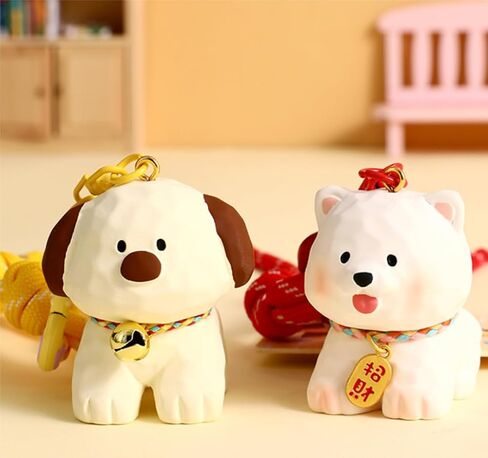 Movable Tail Dog Keychain Bag Charm Wood Carving Feeling Backpack Charm for Kids Bag Purse Backpack Handbag in Saudi Arabia