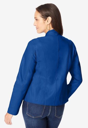 Jessica London Women's Plus Size Zip Front Leather Jacket in Saudi Arabia