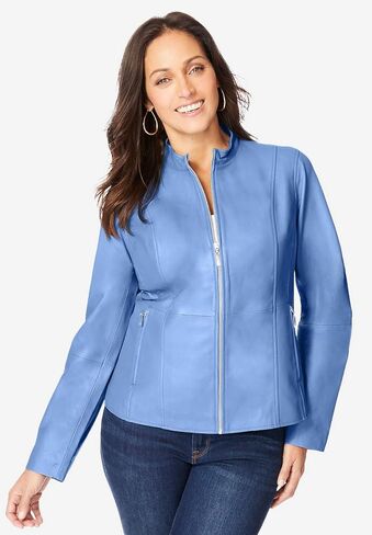 Jessica London Women's Plus Size Zip Front Leather Jacket in Saudi Arabia