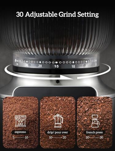 Neretva Burr Coffee Grinder Electric, 2 in 1 Stainless Steel Coffee Grinder Burr with Portafilter Cradle Coffee Bean Grinder 30 Precise Setting&LED Control Panel for Espresso/Mocca/Siphon/French Press in Saudi Arabia