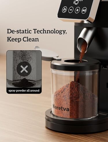 Neretva Burr Coffee Grinder Electric, 2 in 1 Stainless Steel Coffee Grinder Burr with Portafilter Cradle Coffee Bean Grinder 30 Precise Setting&LED Control Panel for Espresso/Mocca/Siphon/French Press in Saudi Arabia