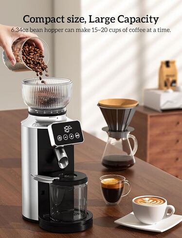 Neretva Burr Coffee Grinder Electric, 2 in 1 Stainless Steel Coffee Grinder Burr with Portafilter Cradle Coffee Bean Grinder 30 Precise Setting&LED Control Panel for Espresso/Mocca/Siphon/French Press in Saudi Arabia