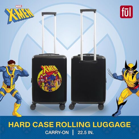 حقيبة حمل من FUL Marvel Studios Deadpool & Wolverine مقاس 22.5 بوصة، حقيبة دوارة صلبة مع عجلات دوارة، أسود in Kuwait