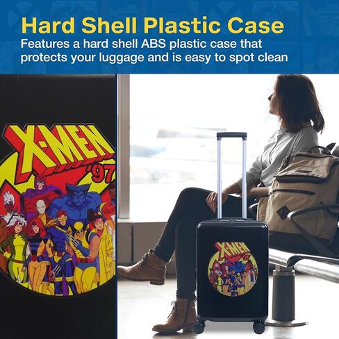 حقيبة حمل من FUL Marvel Studios Deadpool & Wolverine مقاس 22.5 بوصة، حقيبة دوارة صلبة مع عجلات دوارة، أسود in Kuwait