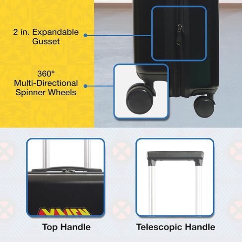 حقيبة حمل من FUL Marvel Studios Deadpool & Wolverine مقاس 22.5 بوصة، حقيبة دوارة صلبة مع عجلات دوارة، أسود in Kuwait