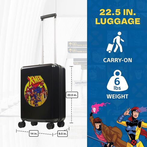 حقيبة حمل من FUL Marvel Studios Deadpool & Wolverine مقاس 22.5 بوصة، حقيبة دوارة صلبة مع عجلات دوارة، أسود in Kuwait
