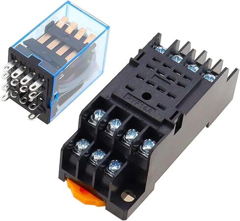 10pcs my4nj ترحيل الطاقة 4NO 4NC 5A 14 ترحيل دبوس مع قاعدة المقبس للسكك الحديدية - 12V 24V 36V 48V 110V 220V AC/DC (48V -DC) in Kuwait