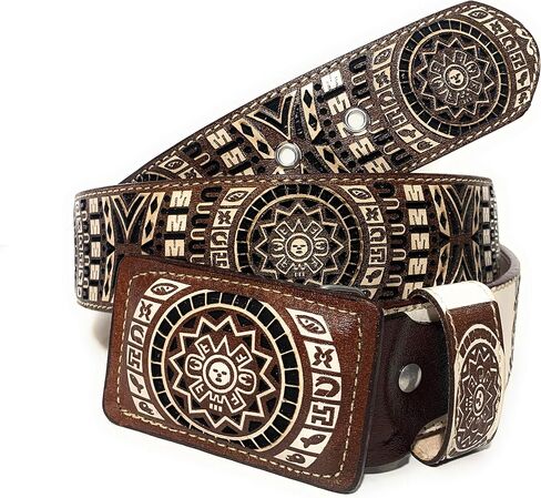 Cinto Charro Azteca ، Mens Aztec التقويم الحزام الغربي in Kuwait