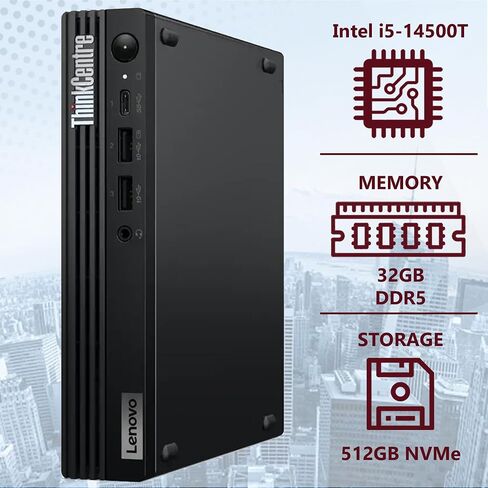 Lenovo ThinkCentre Tiny M70q Gen 5 Intel 14-Core i5-13500T (Beat i7-12700), 16GB DDR5 RAM, 512GB NVMe, WiFi 6E, Bluetooth, RJ-45, DP Port, HDMI, W11P, Business Desktop in Saudi Arabia