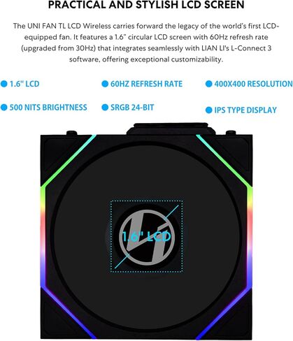 Lian Li UNI Fan TL 120 Wireless - Triple Pack - 2.4 GHz Wireless Controller Included - Daisy Chain & Infinity Mirror Design - Controller Required - Black (12TL1W3B) in Kuwait