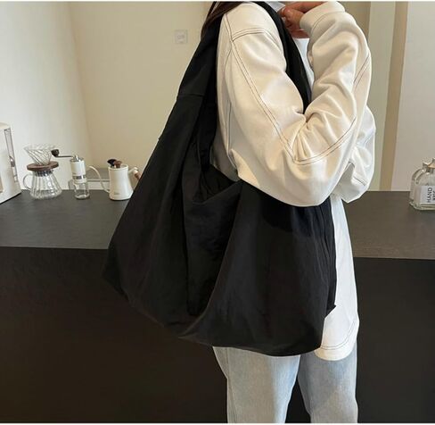 Slouchy Nylon Hobo Bags Women Underarm Shoulder Bag Crescent Crossbody Purses Trendy Large Travel Beach Tote Handbag in Kuwait