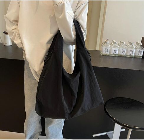 Slouchy Nylon Hobo Bags Women Underarm Shoulder Bag Crescent Crossbody Purses Trendy Large Travel Beach Tote Handbag in Kuwait