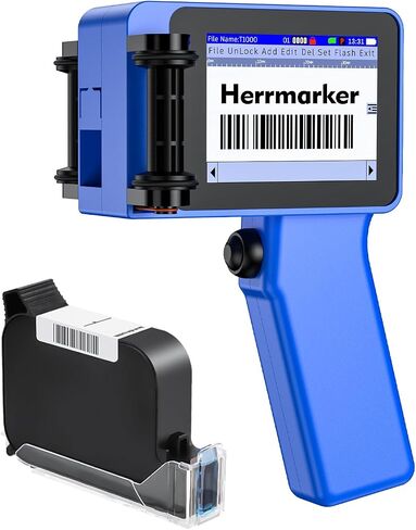 Handheld Inkjet Printer, Portable Handheld Printer with 42ml Quick-Drying Ink Cartridge, Handheld Inkjet Printer Gun with 4.3" Touch Screen for Text QRCode/Barcode/Batch Number/Label/Image in Saudi Arabia