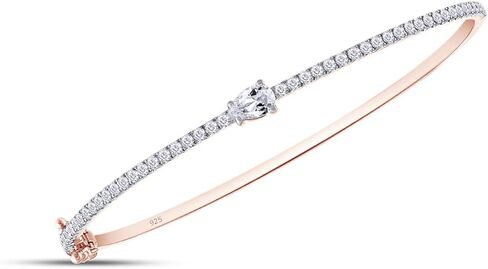 SAVEARTH DIAMONDS 1 Carat Pear & Round Cut Lab Created Moissanite Diamond Tennis Bangle Bracelet For Women In 14K Gold Over Sterling Silver Size : 6 to 9 Inch, (VVS1 Clarity, 1.00Cttw) in Saudi Arabia