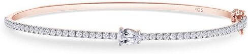 SAVEARTH DIAMONDS 1 Carat Pear & Round Cut Lab Created Moissanite Diamond Tennis Bangle Bracelet For Women In 14K Gold Over Sterling Silver Size : 6 to 9 Inch, (VVS1 Clarity, 1.00Cttw) in Saudi Arabia