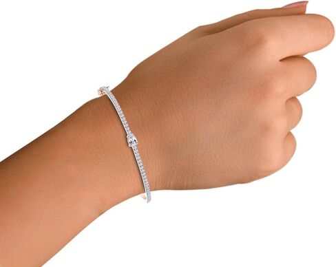 SAVEARTH DIAMONDS 1 Carat Pear & Round Cut Lab Created Moissanite Diamond Tennis Bangle Bracelet For Women In 14K Gold Over Sterling Silver Size : 6 to 9 Inch, (VVS1 Clarity, 1.00Cttw) in Saudi Arabia
