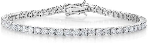 Gem Stone King 6.00 Cttw 925 Sterling Silver White Moissanites Tennis Bracelet for Women | Color G-H | Round 3MM | 7.25 inch in Saudi Arabia