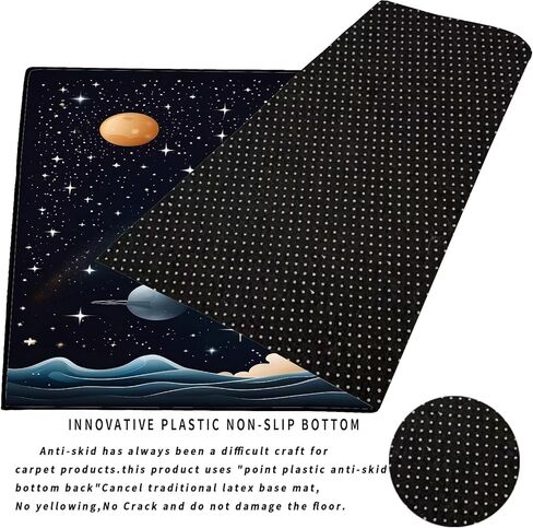 سجادة الصواريخ الفضائية للأولاد غرفة سجادة سوداء سجادة مجرة سجادة سجادة كوكب المطبوعة سجاد رمي للأطفال المراهقين غرفة نوم القابض ، 31 في × 47 في in Kuwait