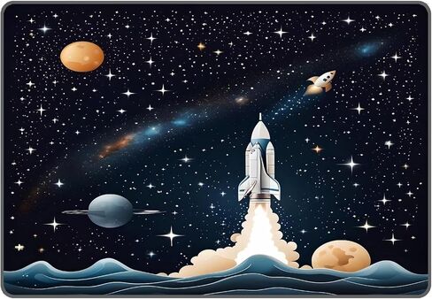 سجادة الصواريخ الفضائية للأولاد غرفة سجادة سوداء سجادة مجرة سجادة سجادة كوكب المطبوعة سجاد رمي للأطفال المراهقين غرفة نوم القابض ، 31 في × 47 في in Kuwait