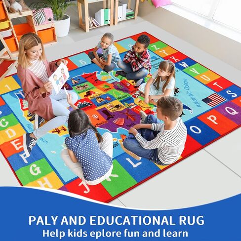 خريطة الولايات المتحدة الأمريكية ABC Kid Rug 5 '× 6.7' Playmat التعليمية للمدرسة الابتدائية في الرابع من يوليو يوم الاستقلال يوم الاستقلال في يوم الاستقلال في الفصول الدراسية في الفصول الدراسية in Kuwait