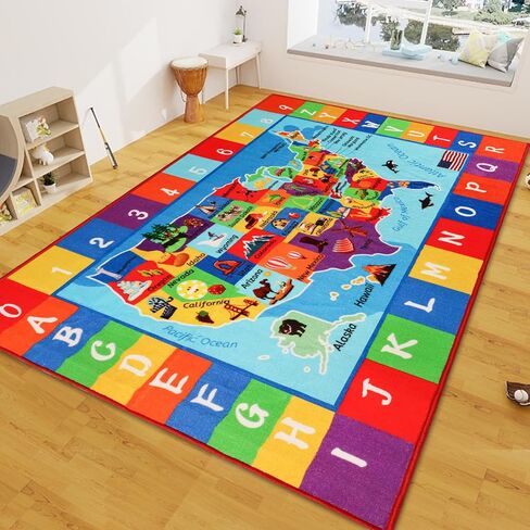 خريطة الولايات المتحدة الأمريكية ABC Kid Rug 5 '× 6.7' Playmat التعليمية للمدرسة الابتدائية في الرابع من يوليو يوم الاستقلال يوم الاستقلال في يوم الاستقلال في الفصول الدراسية في الفصول الدراسية in Kuwait