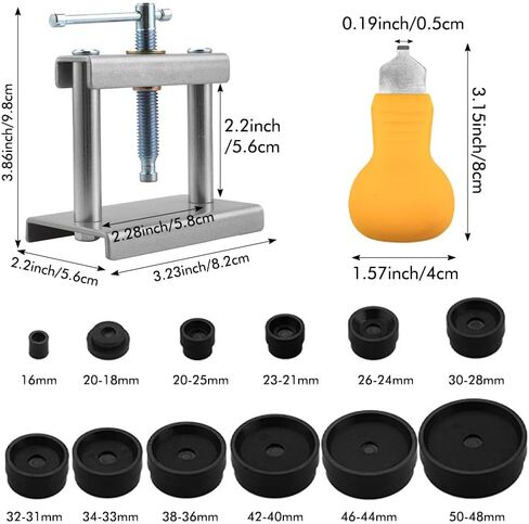 Watch Press Tool, Watch Back Case Closer, Watches Battery Replacement Tool with Watc-h Back Remover Tool, Repair Kit for Watches, Only for Round Dials 16 to 50mm in Saudi Arabia