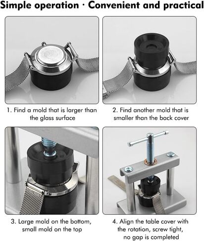 Watch Press Tool, Watch Back Case Closer, Watches Battery Replacement Tool with Watc-h Back Remover Tool, Repair Kit for Watches, Only for Round Dials 16 to 50mm in Saudi Arabia