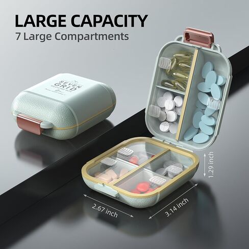 منظم حبوب منع الحمل المحمول ، صندوق حبوب منع الحمل مع 7 مقصورات ، علبة حبوب منع الحمل الصغيرة للسفر ، منظم حبوب منع الحمل اليومي مع غطاء محكم الهواء ، حاوية حبوب منع الحمل خالية من BPA (أبيض) in Kuwait
