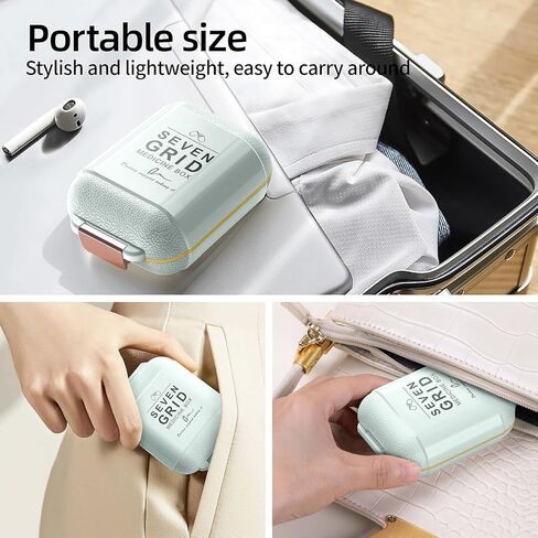 منظم حبوب منع الحمل المحمول ، صندوق حبوب منع الحمل مع 7 مقصورات ، علبة حبوب منع الحمل الصغيرة للسفر ، منظم حبوب منع الحمل اليومي مع غطاء محكم الهواء ، حاوية حبوب منع الحمل خالية من BPA (أبيض) in Kuwait