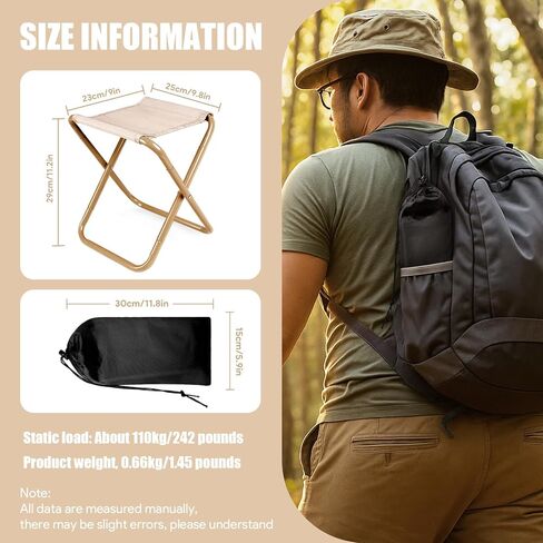 البراز التخييم ، براز قابل للطي محمول مع حقيبة حمل ، 12 بوصة كرسي قابلة للطي محمولة براز معسكر في الهواء الطلق للسفر المشي المشي لمسافات طويلة في الصيد الشواء (الأسود) in Kuwait