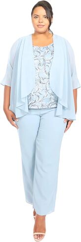 Le Bos Women's 3-Piece Pant Set with Embroidered Sleeveless Top and Flowing Chiffon Jacket in Kuwait