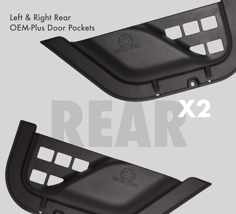 OEM-Plus 4-Door Pockets for MY2018-2025 Jeep Wrangler JL, JLU, JT Gladiator | Electric Seat Compatible | Made in USA in Saudi Arabia