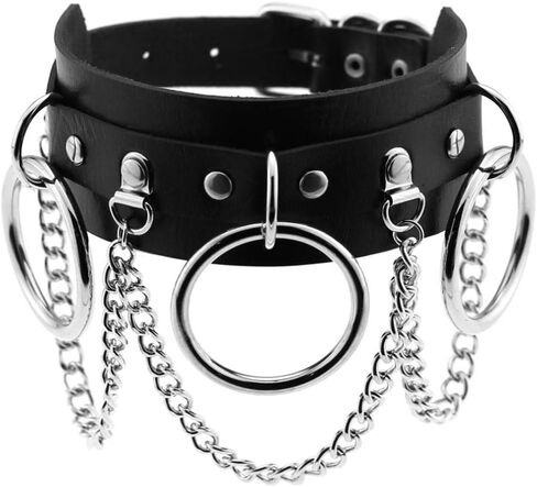 Circle Choker Necklace Pu Leather Goth Choker Collar with Black Studded Punk Rock Rivet Collar in Saudi Arabia