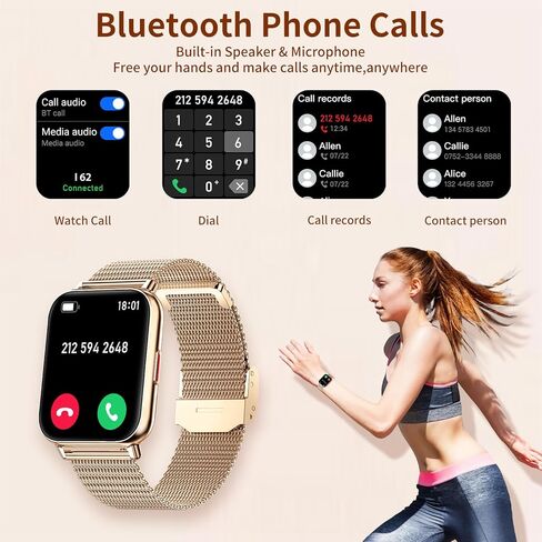 Smart Watch for Women (Answer/Make Calls), 1.85" Large Screen Fitness Watch with Health Monitor 100+ Sports Sleep Monitor Heart Rate/BP/SPO2 Waterproof Smartwatch for Android and iOS Silver in Kuwait
