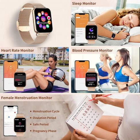 Smart Watch for Women (Answer/Make Calls), 1.85" Large Screen Fitness Watch with Health Monitor 100+ Sports Sleep Monitor Heart Rate/BP/SPO2 Waterproof Smartwatch for Android and iOS Silver in Kuwait