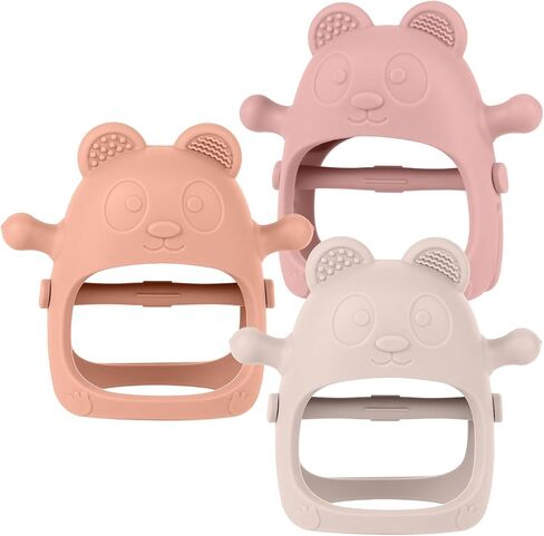 3 Pack Baby Teething Toys 3 Months+, Silicone Teething Mitten for Babies Anti Drop Wrist Hand Teether, Baby Chew Toys for Sucking Needs in Saudi Arabia