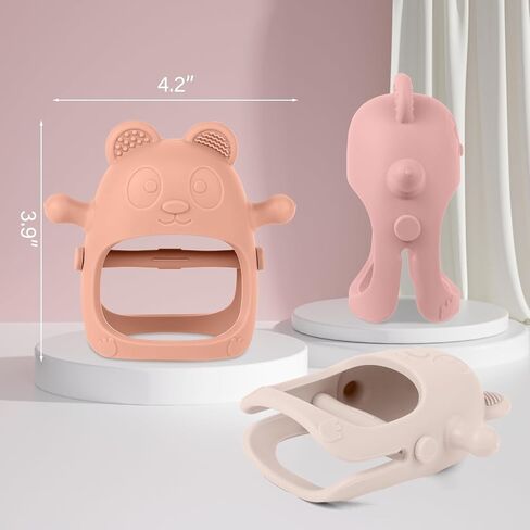 3 Pack Baby Teething Toys 3 Months+, Silicone Teething Mitten for Babies Anti Drop Wrist Hand Teether, Baby Chew Toys for Sucking Needs in Saudi Arabia