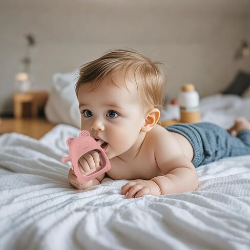 3 Pack Baby Teething Toys 3 Months+, Silicone Teething Mitten for Babies Anti Drop Wrist Hand Teether, Baby Chew Toys for Sucking Needs in Saudi Arabia
