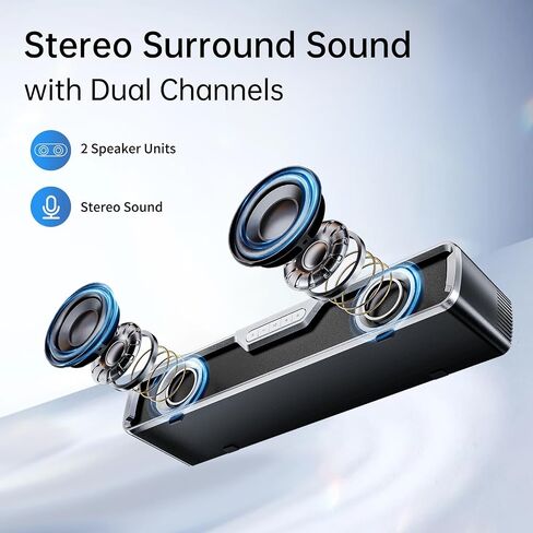 مكبر صوت للكمبيوتر، مكبر صوت مزدوج بقدرة 5 وات USB مقاس 3.5 مم AUX-in، مكبر صوت Plug-n-Play لشاشة سطح المكتب، الكمبيوتر الشخصي، الكمبيوتر المحمول، الأجهزة اللوحية، صوت واضح تمامًا، مستوى صوت عالٍ، التحكم في مستوى الصوت، سطح شبكي معدني in Saudi Arabia