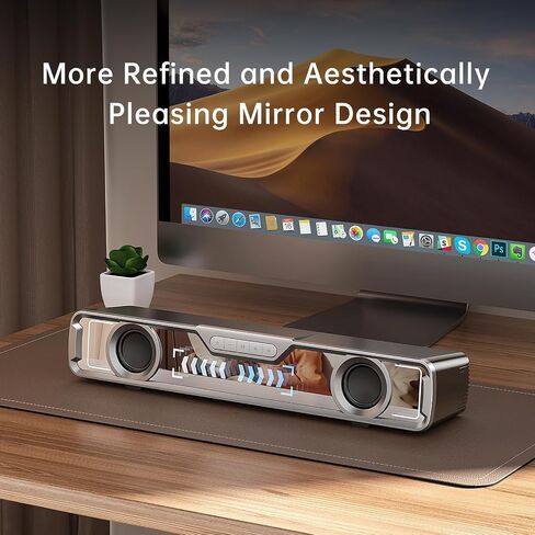 مكبر صوت للكمبيوتر، مكبر صوت مزدوج بقدرة 5 وات USB مقاس 3.5 مم AUX-in، مكبر صوت Plug-n-Play لشاشة سطح المكتب، الكمبيوتر الشخصي، الكمبيوتر المحمول، الأجهزة اللوحية، صوت واضح تمامًا، مستوى صوت عالٍ، التحكم في مستوى الصوت، سطح شبكي معدني in Saudi Arabia