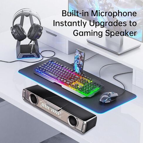 مكبر صوت للكمبيوتر، مكبر صوت مزدوج بقدرة 5 وات USB مقاس 3.5 مم AUX-in، مكبر صوت Plug-n-Play لشاشة سطح المكتب، الكمبيوتر الشخصي، الكمبيوتر المحمول، الأجهزة اللوحية، صوت واضح تمامًا، مستوى صوت عالٍ، التحكم في مستوى الصوت، سطح شبكي معدني in Saudi Arabia