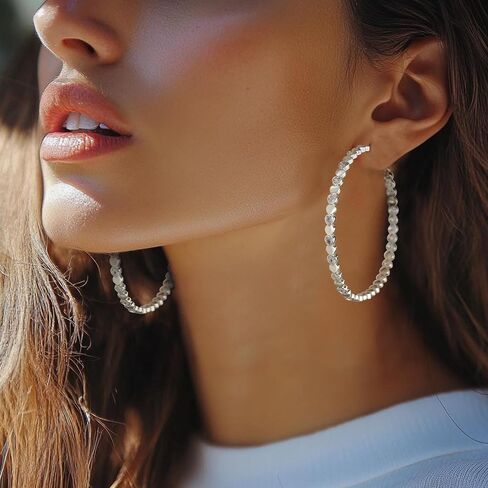 OOOPEL Heart Cubic Zirconia Large Hoop Earrings for Womens 925 Silver 14k Gold Plated Hypoallergenic Rhinestone Hoops Earring Sparkly Jewelry Gift 30/40/50/60mm in Kuwait