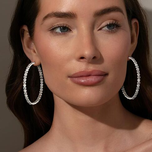 OOOPEL Heart Cubic Zirconia Large Hoop Earrings for Womens 925 Silver 14k Gold Plated Hypoallergenic Rhinestone Hoops Earring Sparkly Jewelry Gift 30/40/50/60mm in Kuwait