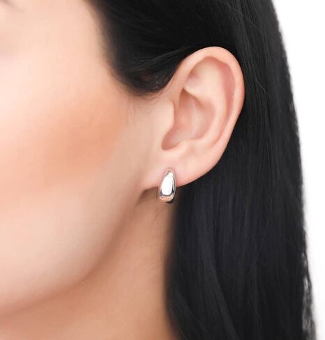 Berricle Sterling Silver Dome Fashion أقراط Huggie للنساء ، الزركونيا المكعب CZ ، وردة/الذهب الأصفر ، وحجم صغير/متوسط (0.5-1 بوصة) in Saudi Arabia