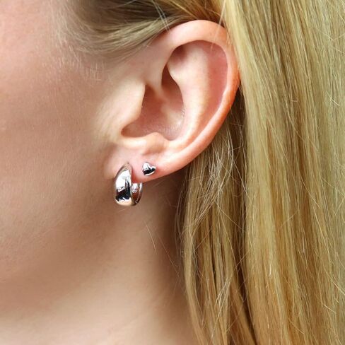 Berricle Sterling Silver Dome Fashion أقراط Huggie للنساء ، الزركونيا المكعب CZ ، وردة/الذهب الأصفر ، وحجم صغير/متوسط (0.5-1 بوصة) in Saudi Arabia